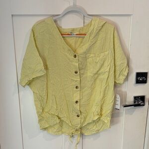 Time and Tru Yellow Striped Button-Down Shirt
